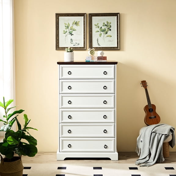 6 Drawer Chest for Clothes | Bedroom, Living Room Storage with Safe Construction
