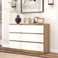 thumbnail image 1 of 6 Drawer Double Dresser for Bedroom, White Dresser, Wooden Dressers with Deep Drawers, Modern Chests of Drawers, TV Stand Wide Storage Dressers with Organizer Cabinet for Closet, Hallway, 1 of 8