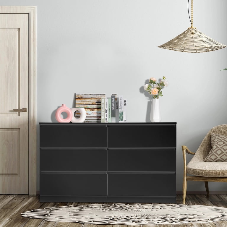 black dresser assembled Bondi 6-Drawer Assembled Dresser Black