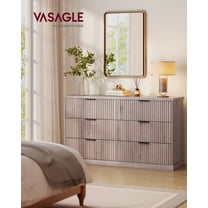 6-Drawer Double Dresser for Bedroom, 54.2" Wide Chest of Drawers with Fluted Panels, Transitional Storage Dresser, Gray