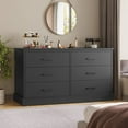 thumbnail image 1 of 6 Drawer Double Dresser for Bedroom, Modern Chest of Drawers Large Storage Cabinet for Living Room Hallway, Black, 1 of 11
