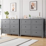 6 Drawer Dresser for Bedroom, 2 Pack Wooden Dresser with Deep Storage Drawers & Metal Knobs, Modern Chest of Drawers for Bedroom, Entryway, Hallway, Kids Room