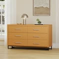 thumbnail image 1 of 6 Drawer Dresser for Bedroom, 56'' Wide Wood Chest of Drawer with Metal Leg, Large Storage Tower Unit, Modern Storage Dressers Organizer for Bedroom, Living Room, Hallway, Maple, 1 of 9