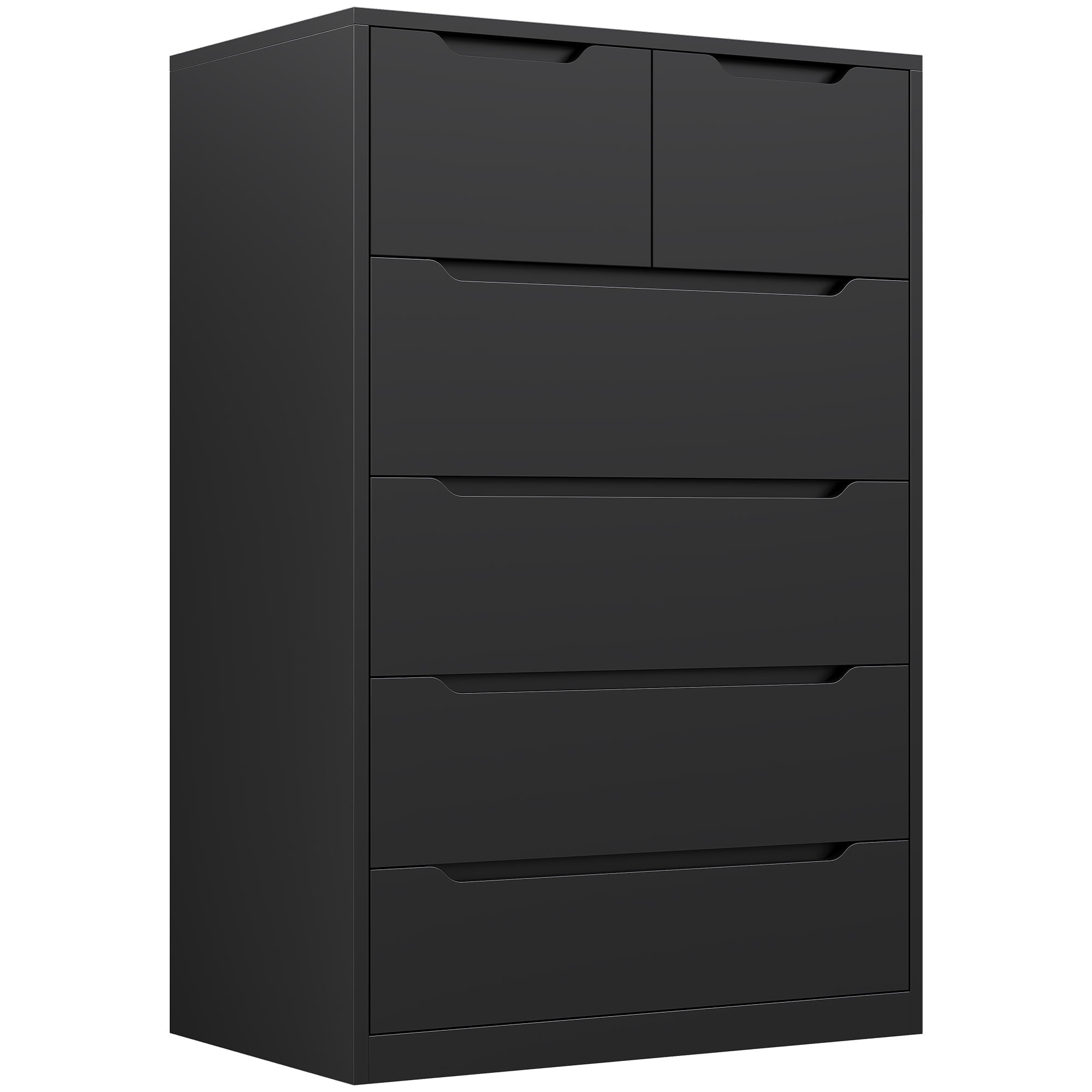 Romorgniz 6 Drawer Dresser for Bedroom,Black Tall Dresser with Deep Drawers,Wood Chest of Drawers for Bedroom,Hallway,Living Room,Smooth Metal Rail,Modern,43.2"H X 27.6"W X15.6"D