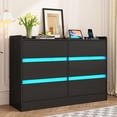 thumbnail image 1 of 6 Drawer Dresser for Bedroom with Charging Station, Black Dresser with LED Light, Wood Dresser Chest of Drawers with with Raised Edges for Bedroom Living Room Entryway Hallway, 1 of 11