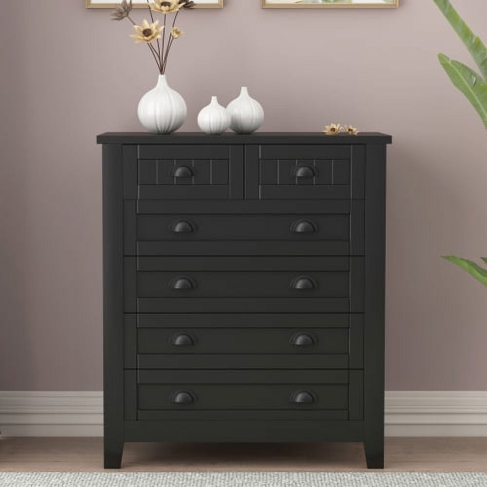6 Drawer Dresser for Bedroom, Chest of Drawers with Shell-shaped Handle ...