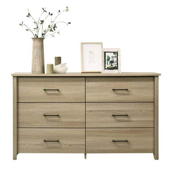 6-Drawer Dresser Buffet Wood Storage Cabinet for Bedroom Living Room or Office