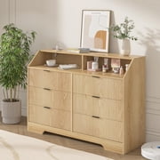 6 Drawer Dresser, Double Dresser, Chest of 6 Drawers with Storage Cabinet for Bedroom, Living Room, Hallway