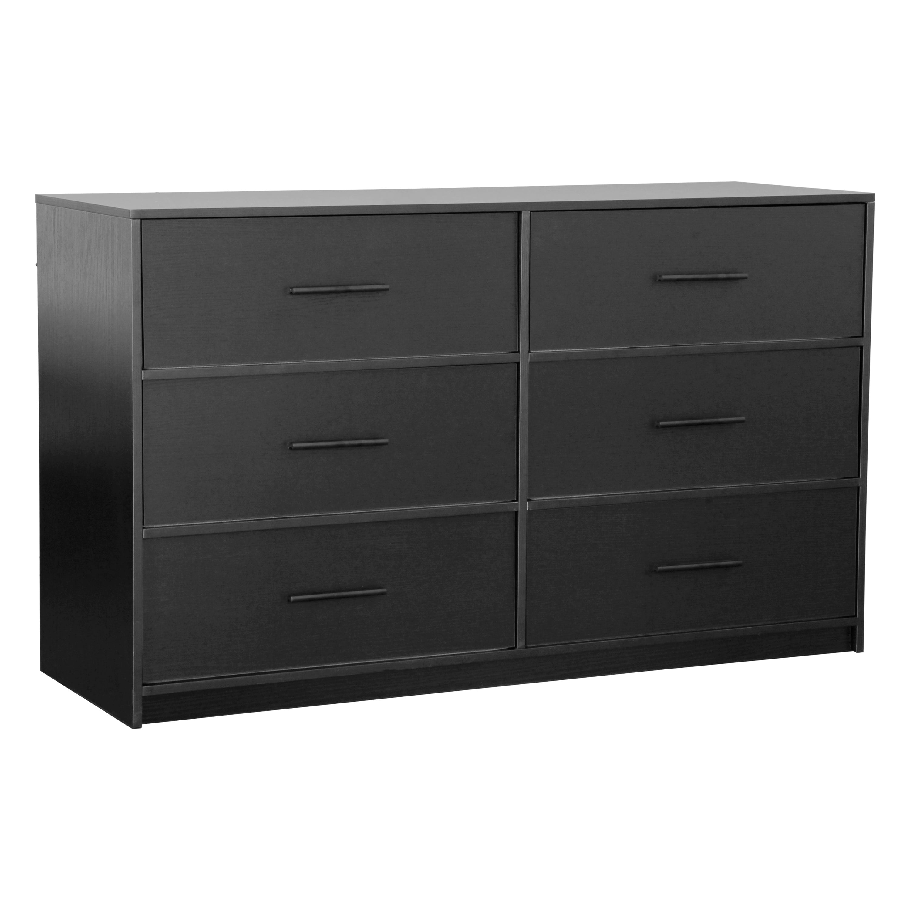 6-Drawer Dresser with Extra Large Fabric Bins, Wood Frame Storage Organizer for Bedroom, Living Room, or Hallway, Versatile Design Doubles as a TV Stand, Ideal for Home Organization, Black