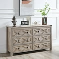 thumbnail image 1 of 6 Drawer Dresser, Farmhouse 54" Wide Wood Chests of Drawers for Bedroom, Grey Dresser TV Stand Organizers for Entryway, Clothes Organizer, Accessory Storage Cabinet, Light Rustic Oak, 1 of 8