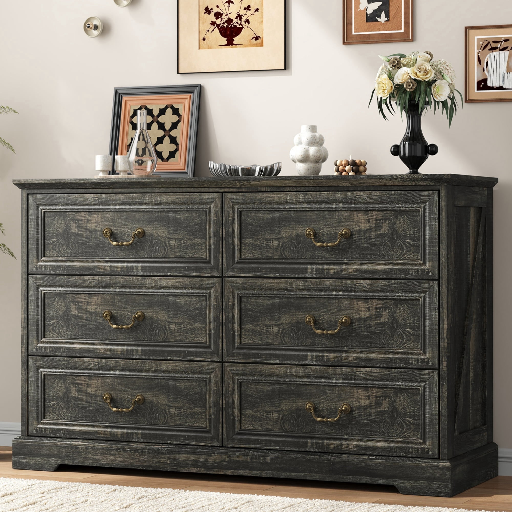 vintage 6 drawer dresser Mid Century 1950's  Sunbeam bearing tabletop PYY Vintage 6 Drawer Tall