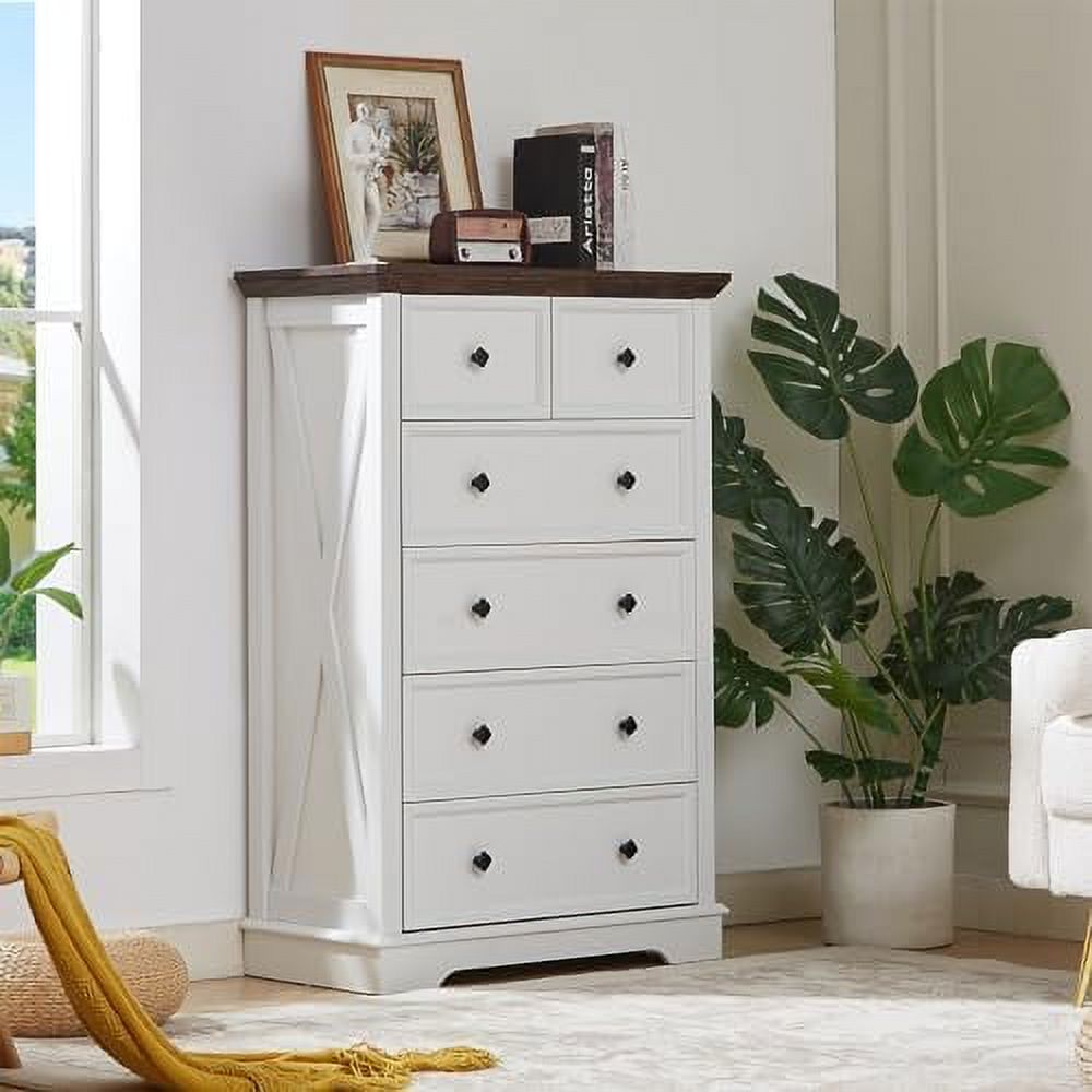 6 Drawer Dresser, Farmhouse Dresser Chest of Drawer for Bedroom, 48