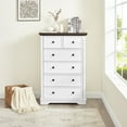 thumbnail image 1 of 6 Drawer Dresser, Farmhouse Dresser, Nightstand Chest of Drawer for Bedroom, Wood Storage Chest of Drawers Storage Cabinet for Living Room, Hallway,Entryway, 1 of 10