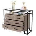 thumbnail image 1 of 6 Drawer Dresser Large Storage Cabinet,Wood Drawer Chest with Steel Frame & Tempered Glass Top, 1 of 7