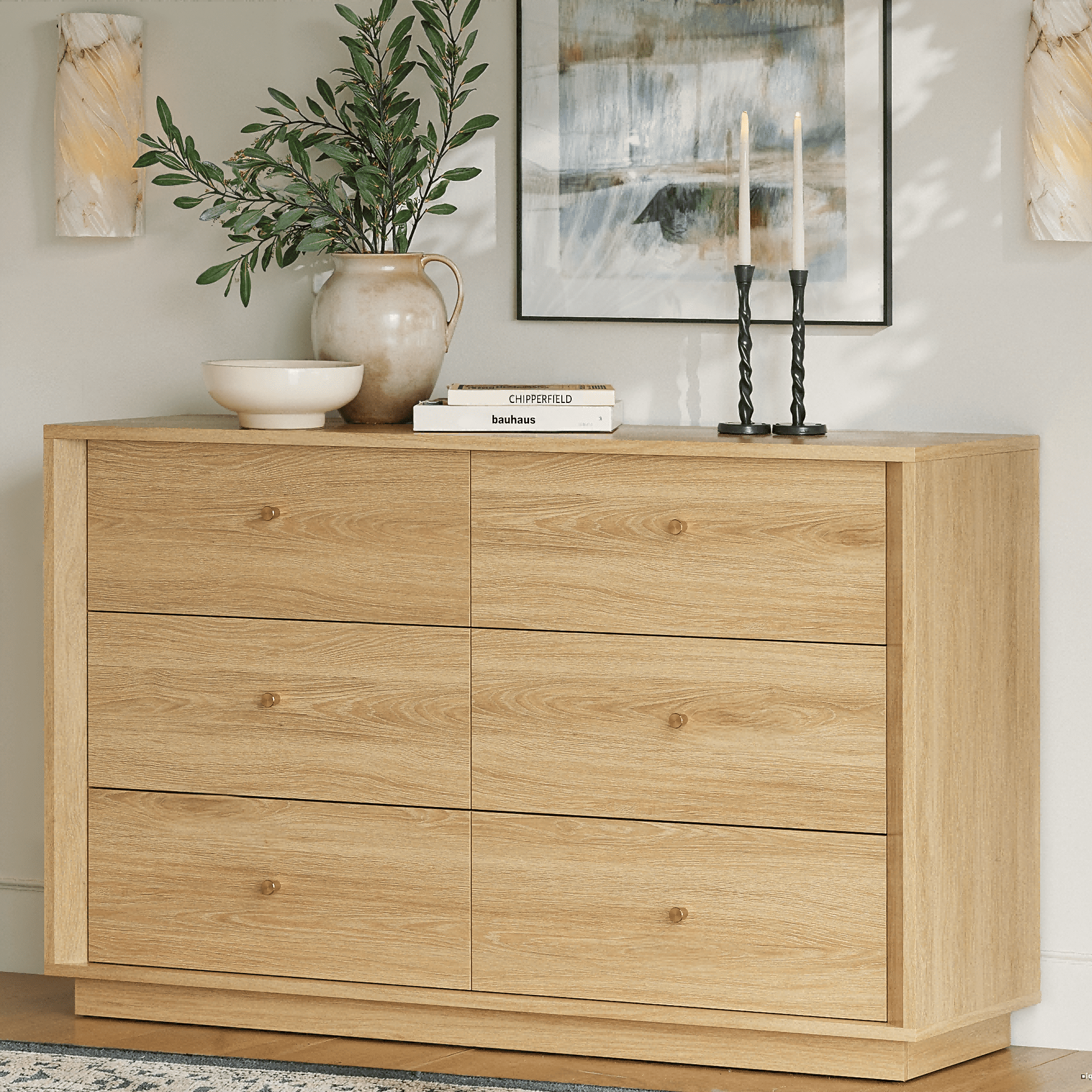 6 Drawer Dresser, Mid Century Modern Dresser with Storage, 47" Wide ...