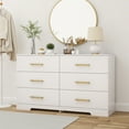 thumbnail image 1 of 6 Drawer Dresser, Modern Dresser for Bedroom with Spacious Countertop, Wood Storage Cabinet for Bedroom, Living Room, Entryway,White, 1 of 7