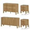 thumbnail image 1 of 6 Drawer Dresser and Nightstand Sets for Bedroom, 4 Pcs Bedroom Set，Night Stand Set of 2, Modern Accent Chest with Curved Profile Design, Wooden Mid Century Storage Cabinet Set, 1 of 13