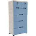 thumbnail image 1 of 6 Drawer Dresser Tall Plastic Drawer Dresser Vertical Dresser Storage Tower Storage Cabinet Closet Chest Drawers Organizer for Bedroom, Living Room, Entryway, Closets Easy Pull W/Wheels (Blue), 1 of 9