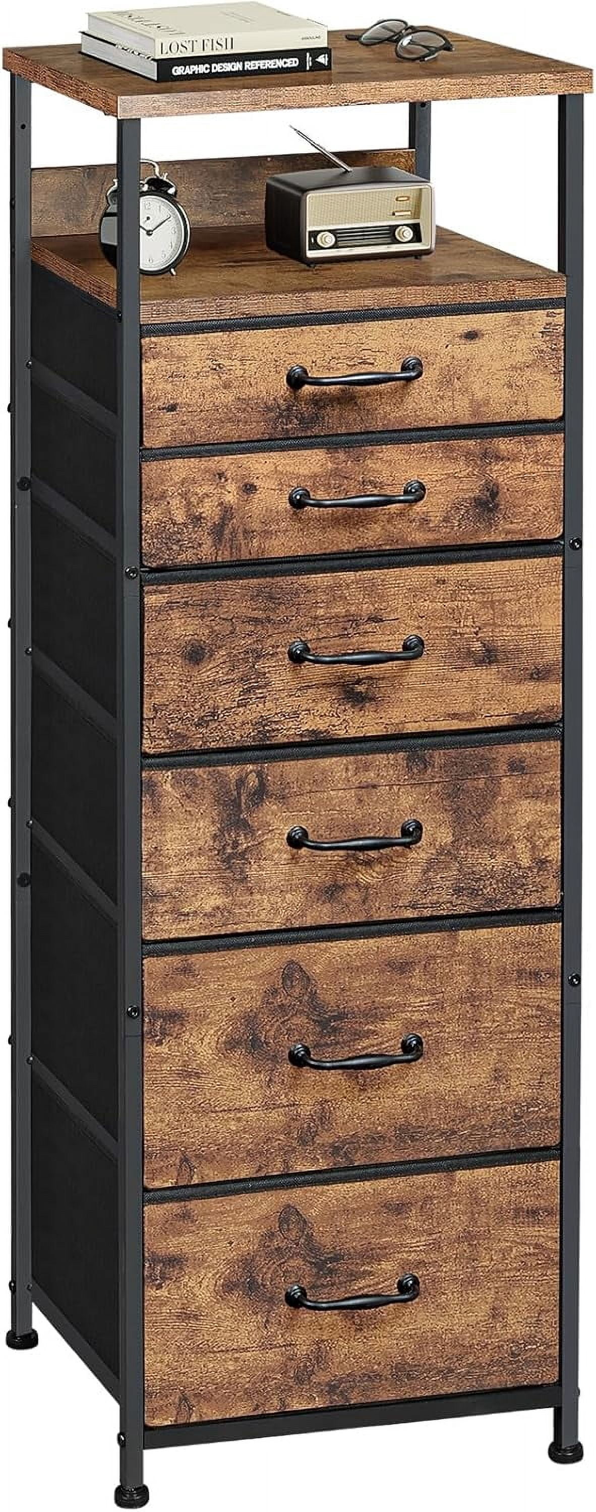 6 Drawer Dresser Tall, Vertical Dresser for Bedroom with Storage, Narrow Storage Tower Fabric ...