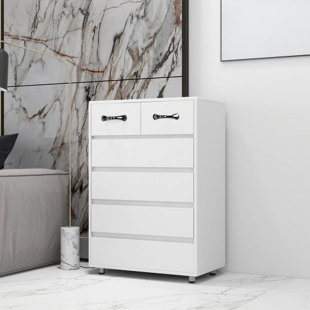 6-Drawer Dresser, Wood Chest of Drawers for Bedroom, Modern Storage Cabinet Dresser Organizer Unit for Living Room, Closet, Hallway, White