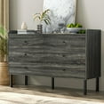 6 Drawer Dresser Wood Double Dresser with Metal Handles Modern Wide
