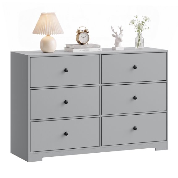 6 Drawer Dresser for Bedroom, 47" Wide Chest of Drawers, Sturdy Storage for Bedroom Guest Room Apartment
