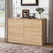 6-Drawer Dresser for Bedroom,Modern Ample Storage Wide Chest of Drawers for Living Room,Hallway,Natural