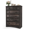 thumbnail image 1 of 6 Drawer Dresser for Bedroom, Tall Chest Of Drawers Wood Storage Cabinet for Living Room, Dark Rustic Oak, 1 of 11