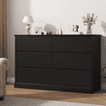 thumbnail image 1 of 6 Drawer Dresser for Bedroom, White Dresser Double Chest of Drawers, Modern Wood Dressers with Deep Drawers for Living Room,Black, 1 of 8