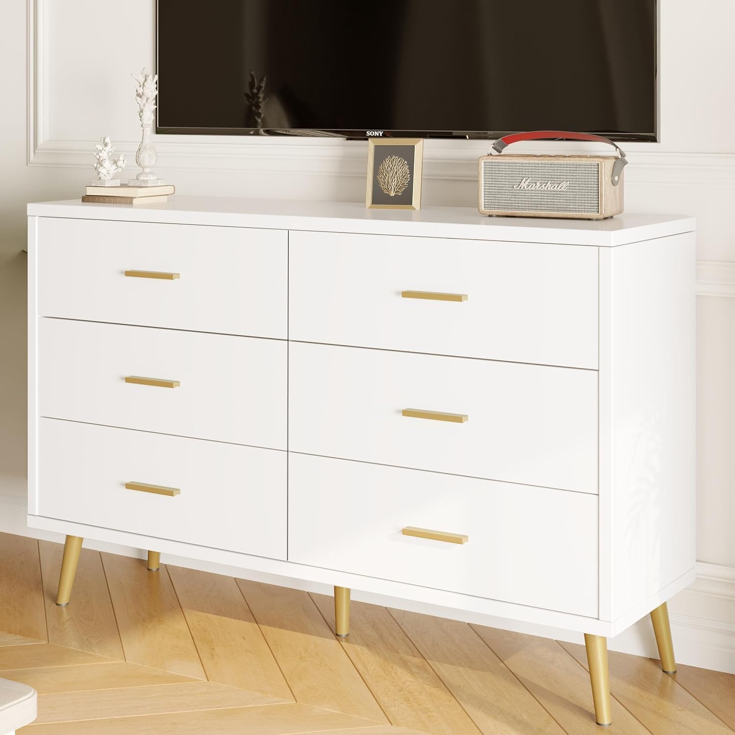 6 Drawer Dresser for Bedroom White
