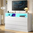 thumbnail image 1 of 6 Drawer Dresser for Bedroom with LED Lights and Charging Station, Large Chest of Drawers for Bedroom Living Room, White, 1 of 9