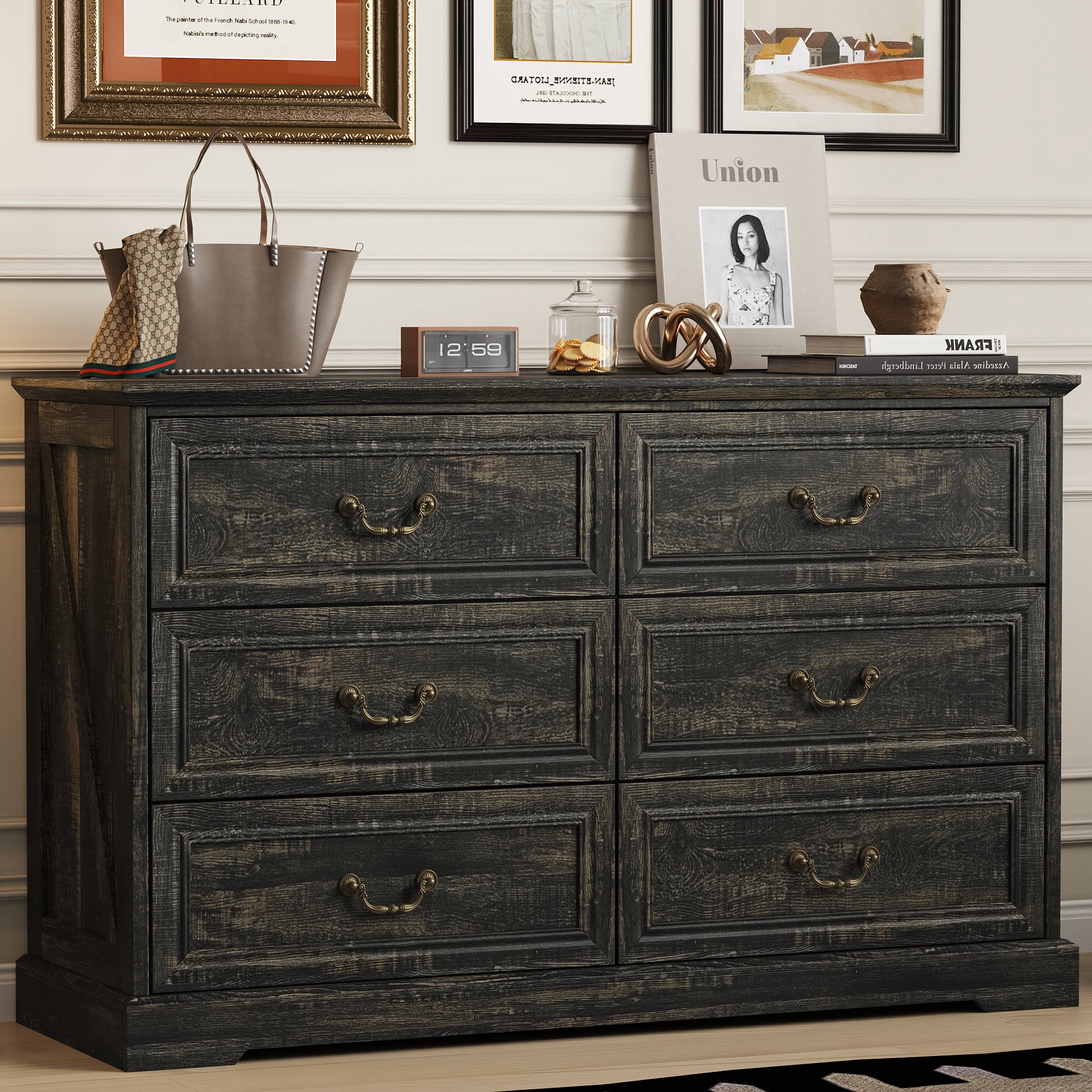 Rovaurx, 6 Drawer Double Dresser Chest, 47.2