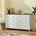 thumbnail image 1 of 6 Drawer Dresser with Wide Drawer and Metal Handles,Wood Dressers & Chests of Drawers for Bedroom,Living Room,White, 1 of 7