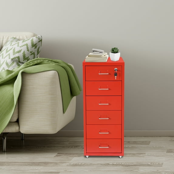 6 Drawer File Cabinet with Lock, Metal Office Cabinet with Drawers ...