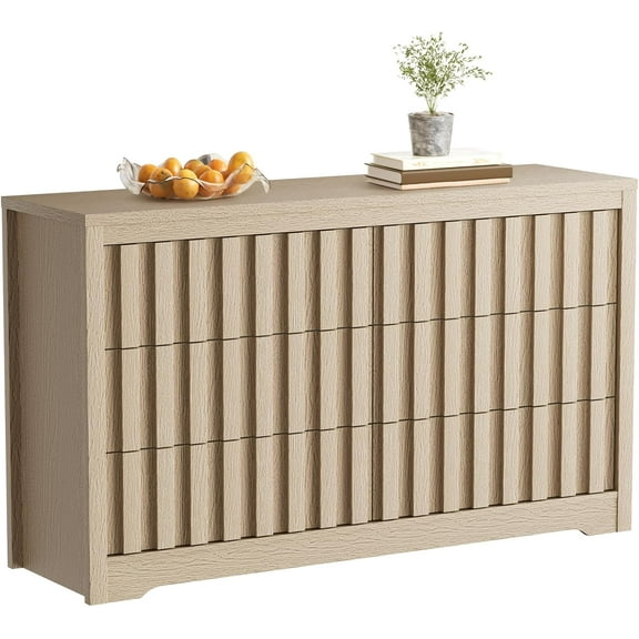6-Drawer Fluted Dresser - Handleless Wooden Chest with Deep Storage for Bedroom, Living Room & Hallway