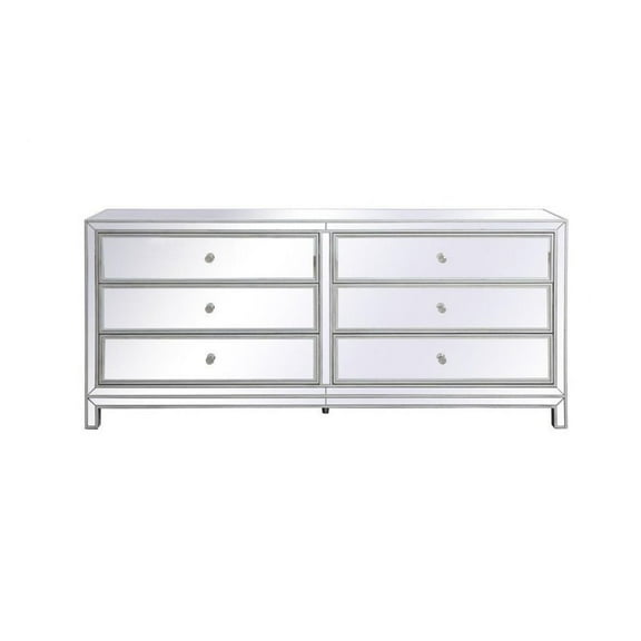 6 Drawer Mirrored Chest in Modern Style-32 inches Tall and 18 inches Wide-Antique Silver Finish Bailey Street Home 779-Bel-5046509