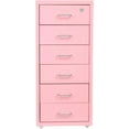 thumbnail image 1 of 6 Drawer Mobile File Cabinet,Vertical File Cabinet with Lock, 11 * 16 * 27in Office Filing Cabinet Metal Storage Cabinet for Home,Office. (Pink), 1 of 9