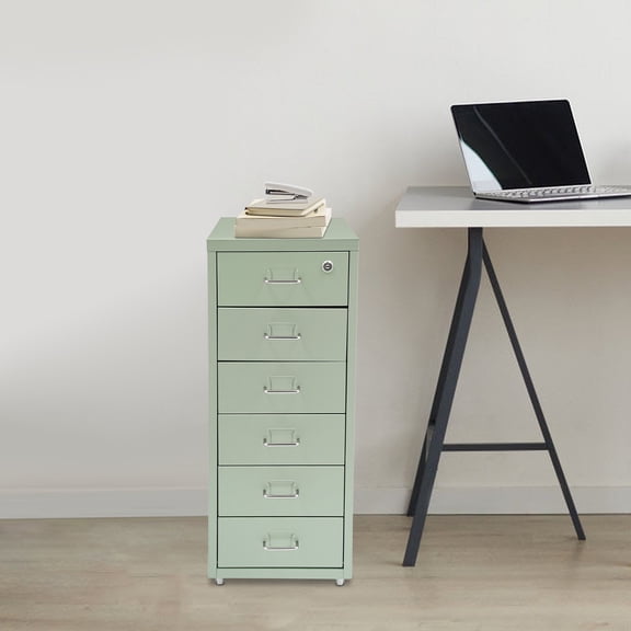 6-Drawer Mobile File Cabinet W/ Wheels Vertical Storage Organizer Home Office 11*16*27in for Office, Study, Dresser