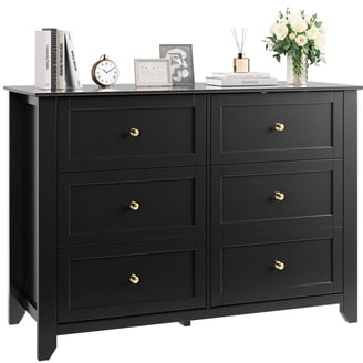Dressers Modern Crystal Tufted Velvet 7-Drawer Dresser - Black