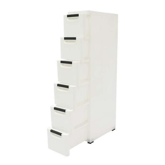 6-Drawer Narrow Storage Cabinet with Wheels for Home and Office Organization