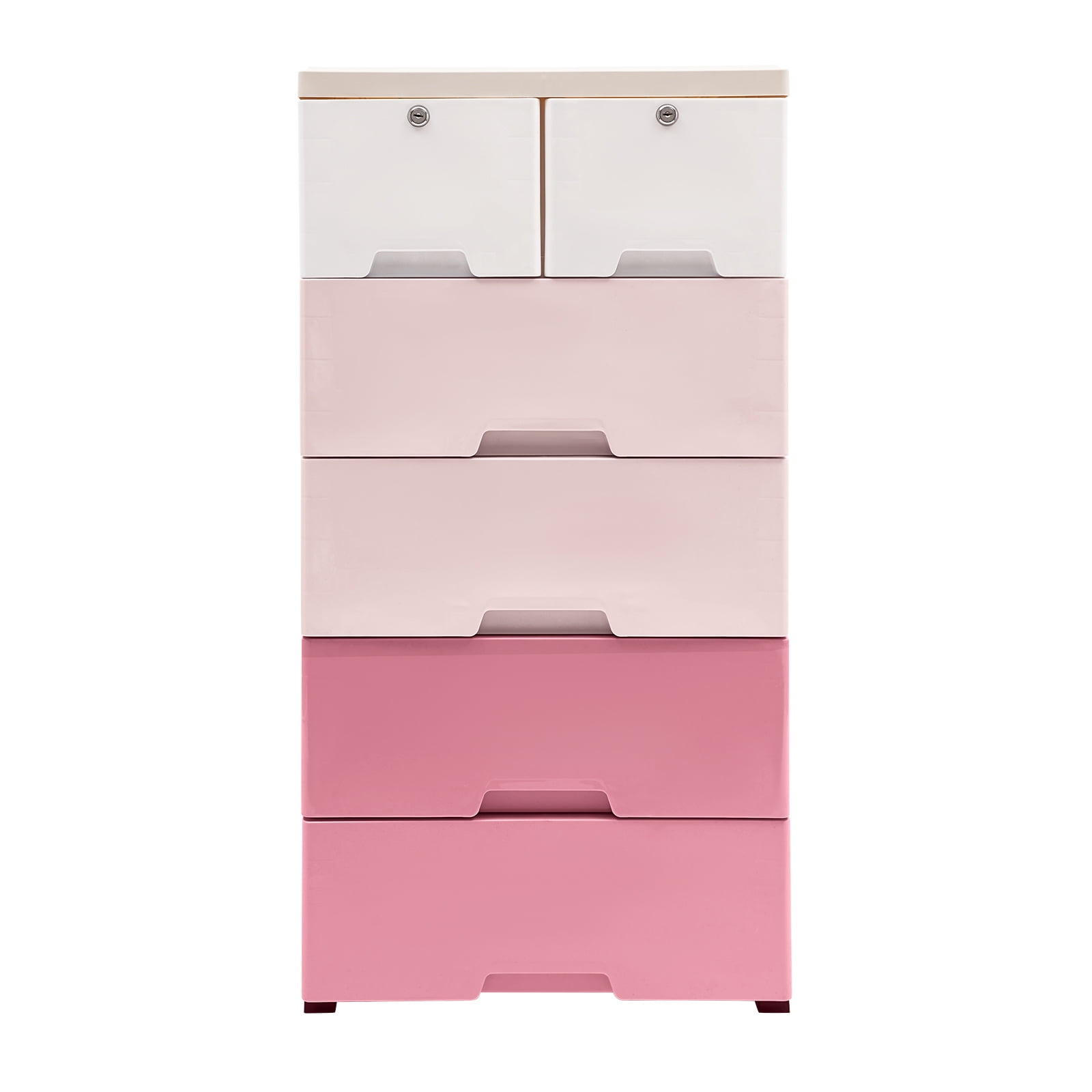 6 Drawer Plastic Storage Cabinet with Wheels, Tall Mobile Clothes ...