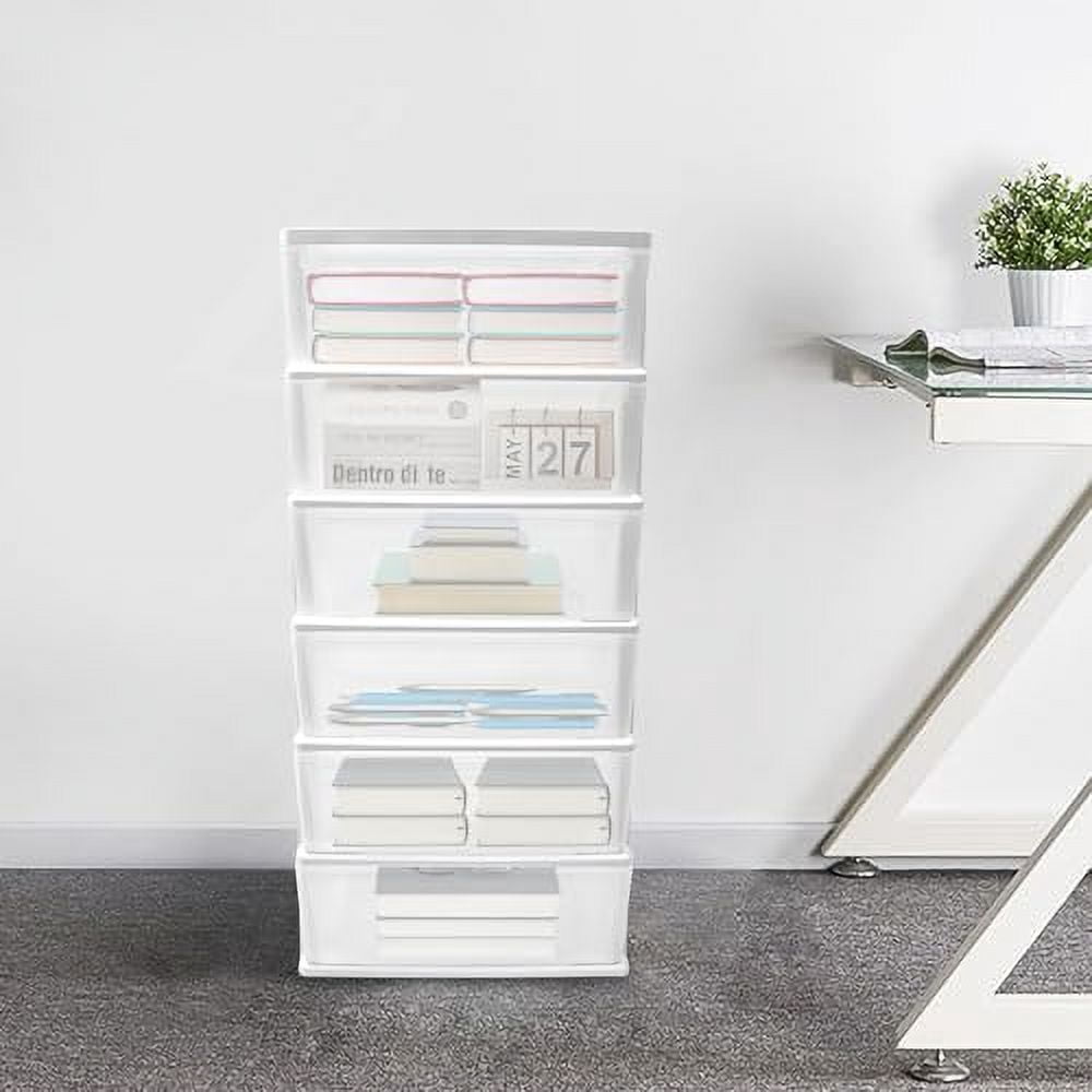 6 Drawer Plastic Storage Cart, Rolling Organizer Cart Paper Books ...