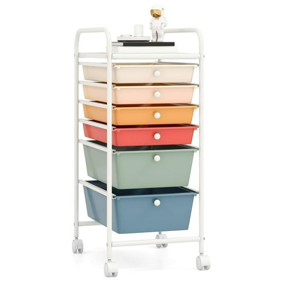 6-Drawer Rolling Storage Cart - Classroom Art Cart, Mobile Organizer for School, Office, Home - Utility Cart w/ Wheels & Drawers
