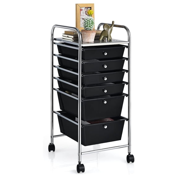 6-Drawer Rolling Storage Cart - Classroom, Office, Art Supply Organizer w/Wheels