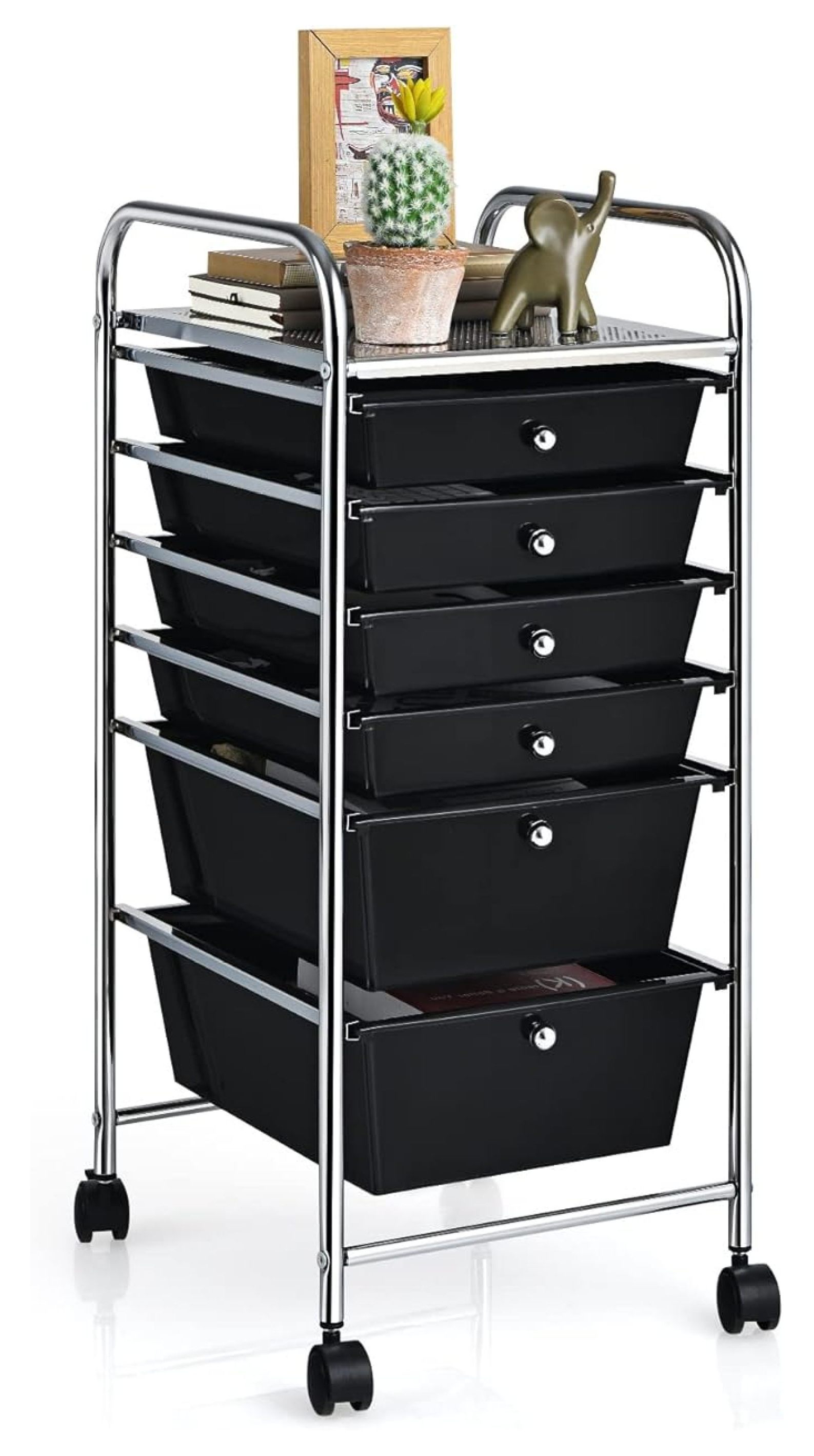 6-Drawer Rolling Storage Cart with Removable Plastic Drawers, Mobile ...