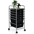 thumbnail image 1 of 6-Drawer Rolling Storage Cart, Multifunctional Art Craft Tools Organizer on Wheels, Heavy Duty Utility Mobile Storage Trolley w/ 2 Lockable Wheels for Home Office School (Black), 1 of 9
