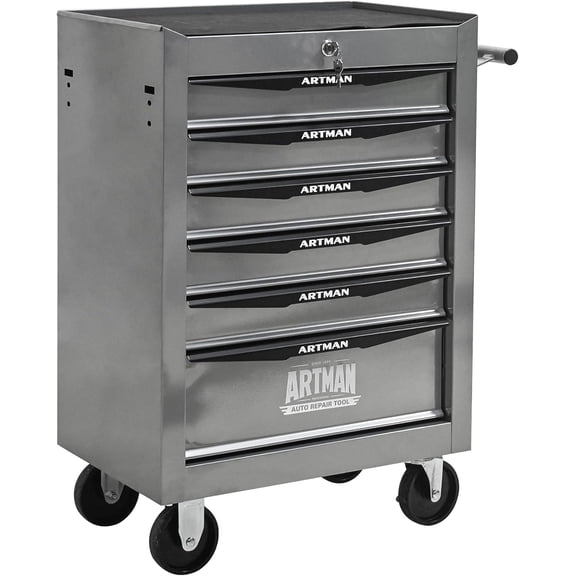 6 Drawer Rolling Tool Cart on Wheels, Multifunctional Mobile Metal Tool Chest, Drawers Rolling Trolley Organizer Tool Box for Repair Shop,Warehouse,Garage,Workshop (6 Drawers-30.5"H-Silver)