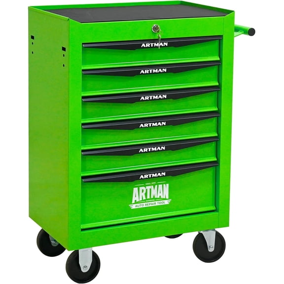 6 Drawer Rolling Tool Cart on Wheels,Multifunctional Mobile Metal Tool Chest,Drawers Rolling Trolley Organizer Tool Storage Box for Repair Shop,Warehouse,Garage,Workshop(6 Drawers-30.5"H-Green)