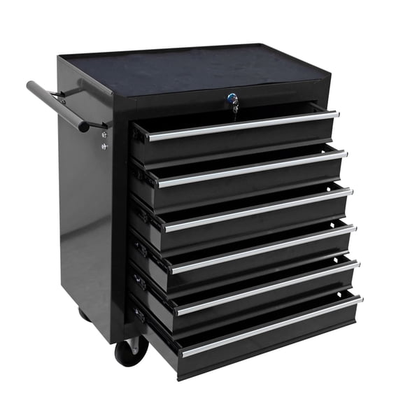 6-Drawer Rolling Tool Chest, Heavy-Duty Steel Tool Box with Wheels & Lock for Father's Garage Workshop, Black
