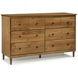 6 Drawer Solid Wood Dresser in Caramel - Walmart.com